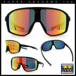 Mens Oversized Shield Color Mirror Sport Wrap Plastic MTB Rectangle Sunglasses