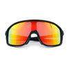 Mens Oversized Shield Color Mirror Sport Wrap Plastic MTB Rectangle Sunglasses