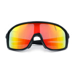 Mens Oversized Shield Color Mirror Sport Wrap Plastic MTB Rectangle Sunglasses
