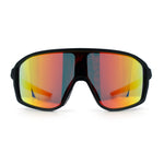 Mens Oversized Shield Color Mirror Sport Wrap Plastic MTB Rectangle Sunglasses