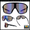 Mens Oversized Shield Color Mirror Sport Wrap Plastic MTB Rectangle Sunglasses