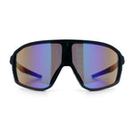 Mens Oversized Shield Color Mirror Sport Wrap Plastic MTB Rectangle Sunglasses
