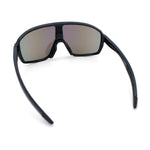 Mens Oversized Shield Color Mirror Sport Wrap Plastic MTB Rectangle Sunglasses