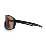 Mens Oversized Shield Color Mirror Sport Wrap Plastic MTB Rectangle Sunglasses