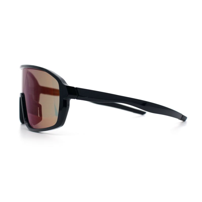 Mens Oversized Shield Color Mirror Sport Wrap Plastic MTB Rectangle Sunglasses