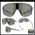 Mens Oversized Shield Color Mirror Sport Wrap Plastic MTB Rectangle Sunglasses