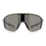 Mens Oversized Shield Color Mirror Sport Wrap Plastic MTB Rectangle Sunglasses