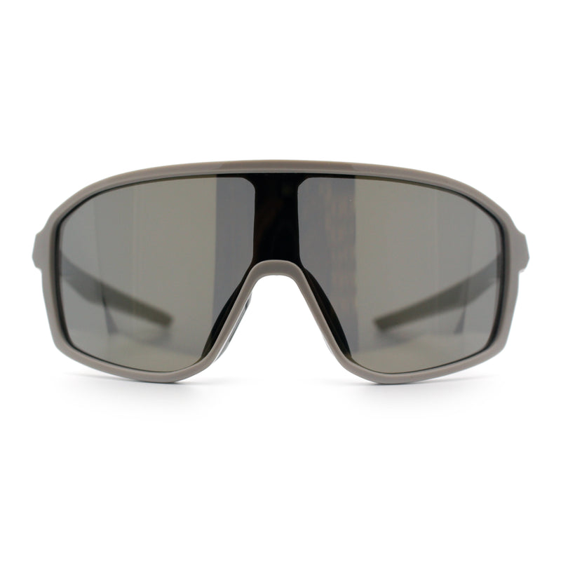 Mens Oversized Shield Color Mirror Sport Wrap Plastic MTB Rectangle Sunglasses
