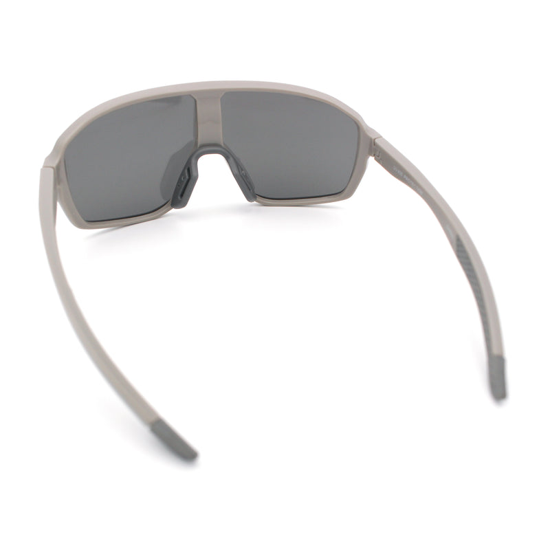 Mens Oversized Shield Color Mirror Sport Wrap Plastic MTB Rectangle Sunglasses