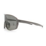 Mens Oversized Shield Color Mirror Sport Wrap Plastic MTB Rectangle Sunglasses