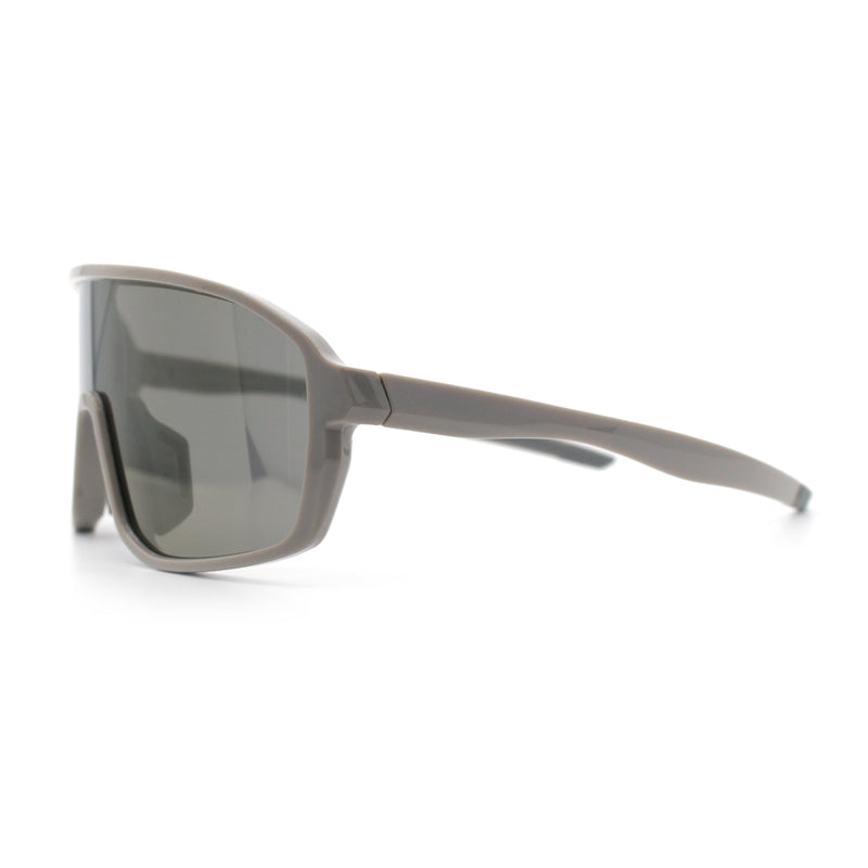 Mens Oversized Shield Color Mirror Sport Wrap Plastic MTB Rectangle Sunglasses