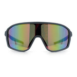 Mens Oversized Shield Color Mirror Sport Wrap Plastic MTB Rectangle Sunglasses