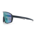Mens Oversized Shield Color Mirror Sport Wrap Plastic MTB Rectangle Sunglasses