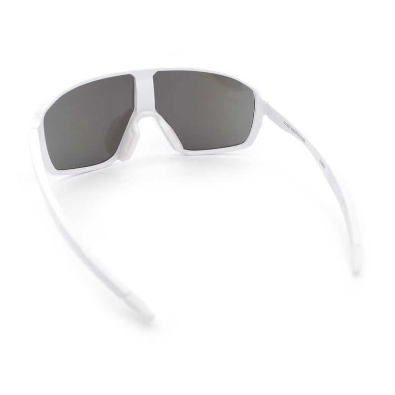 Mens Oversized Shield Color Mirror Sport Wrap Plastic MTB Rectangle Sunglasses