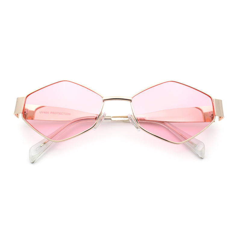 Hipster Diamond Shape Hustler Metal Rim Retro Fashion Sunglasses