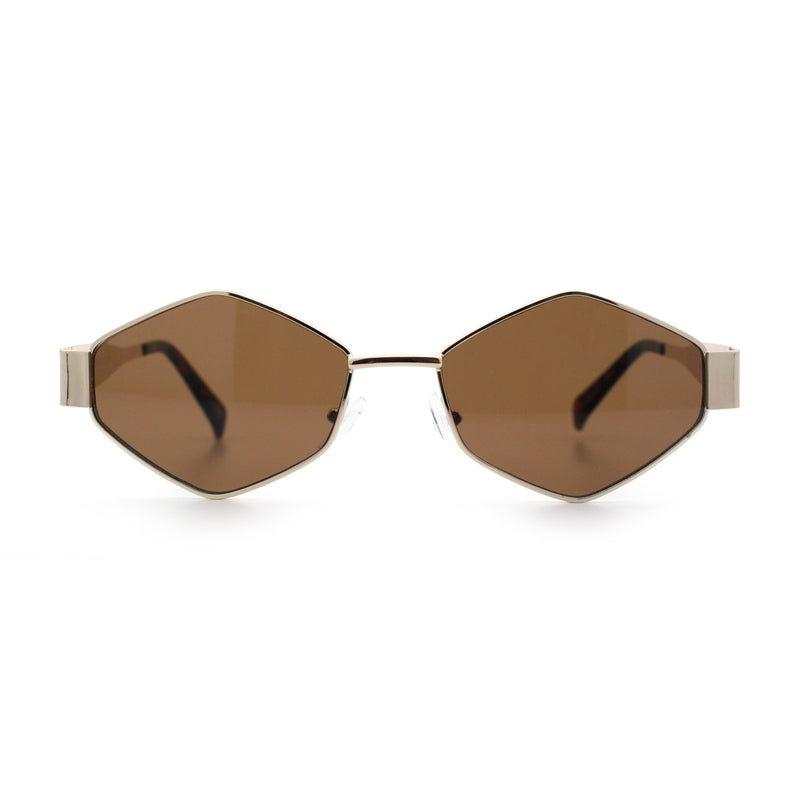 Hipster Diamond Shape Hustler Metal Rim Retro Fashion Sunglasses