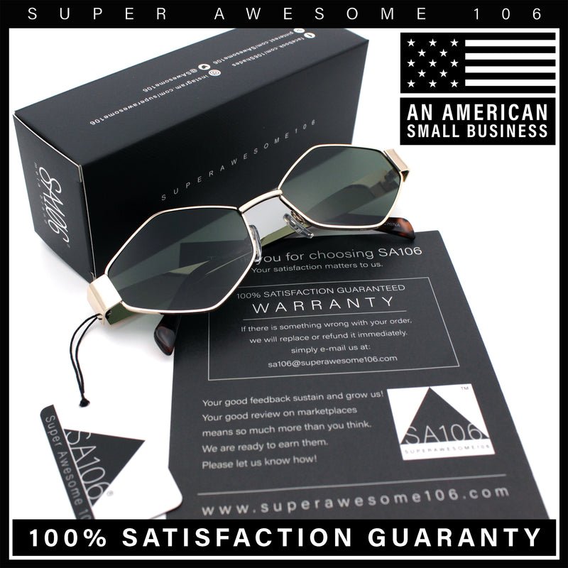 Hipster Diamond Shape Hustler Metal Rim Retro Fashion Sunglasses