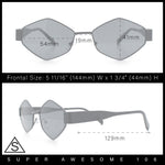 Hipster Diamond Shape Hustler Metal Rim Retro Fashion Sunglasses