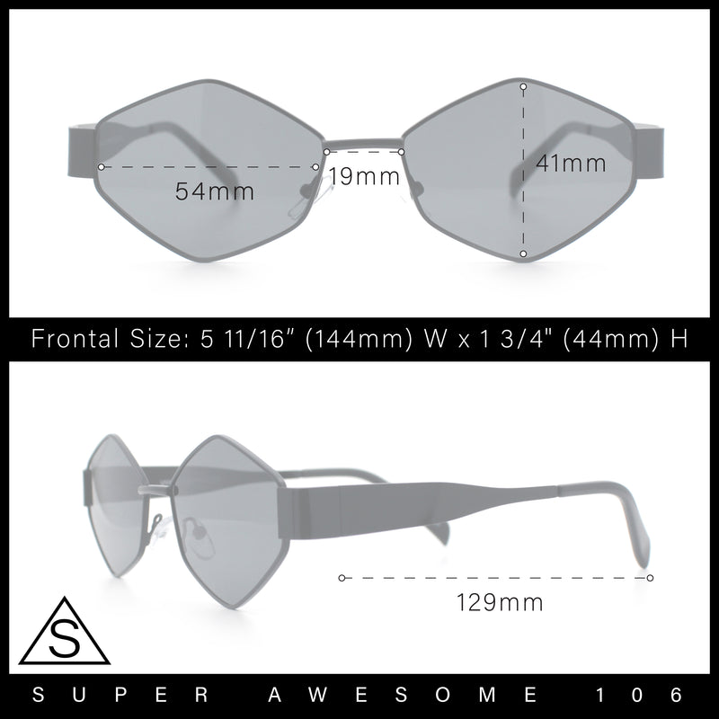 Hipster Diamond Shape Hustler Metal Rim Retro Fashion Sunglasses