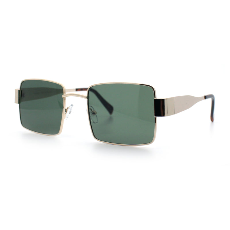 Hipster Rectangle Y2K Hustler Metal Rim Retro Fashion Sunglasses