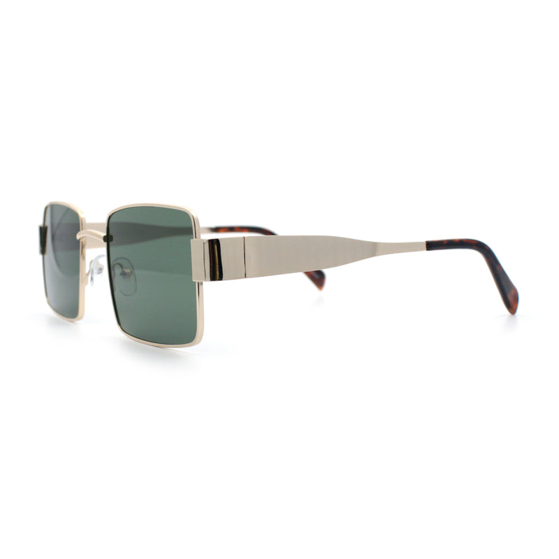 Hipster Rectangle Y2K Hustler Metal Rim Retro Fashion Sunglasses