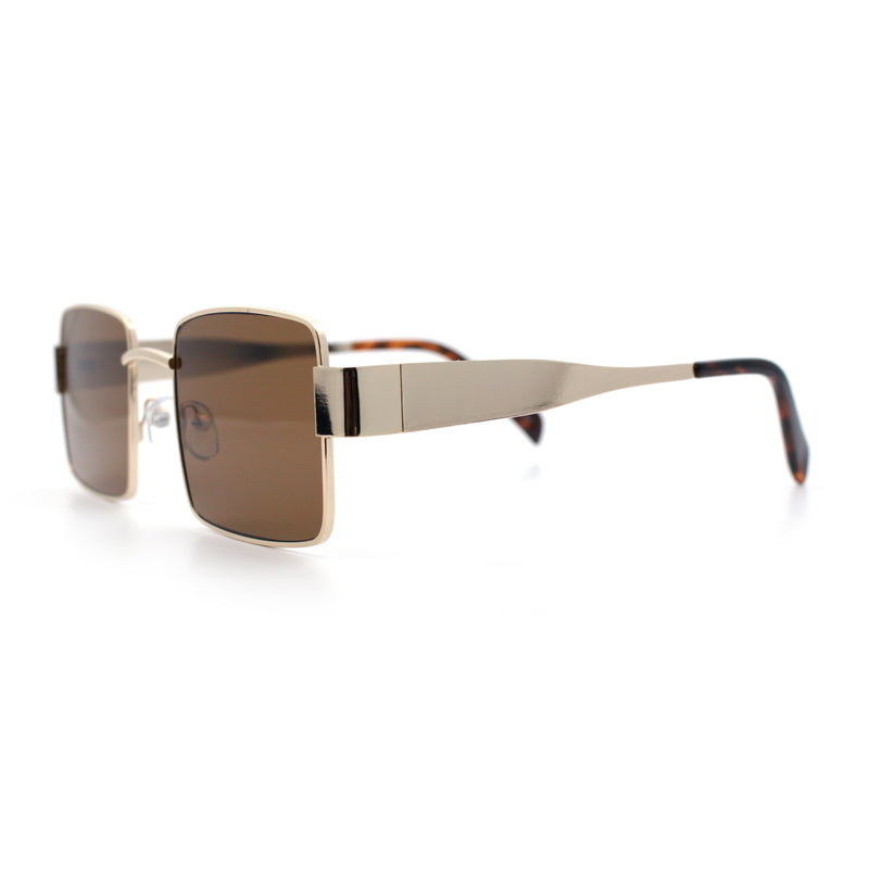 Hipster Rectangle Y2K Hustler Metal Rim Retro Fashion Sunglasses