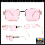 Hipster Rectangle Y2K Hustler Metal Rim Retro Fashion Sunglasses