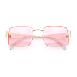 Hipster Rectangle Y2K Hustler Metal Rim Retro Fashion Sunglasses