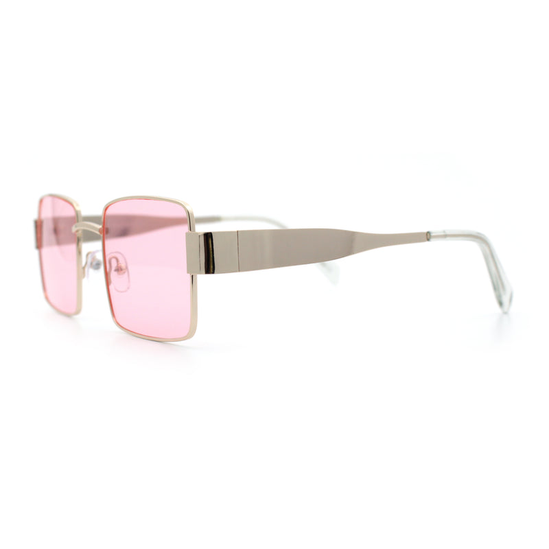 Hipster Rectangle Y2K Hustler Metal Rim Retro Fashion Sunglasses