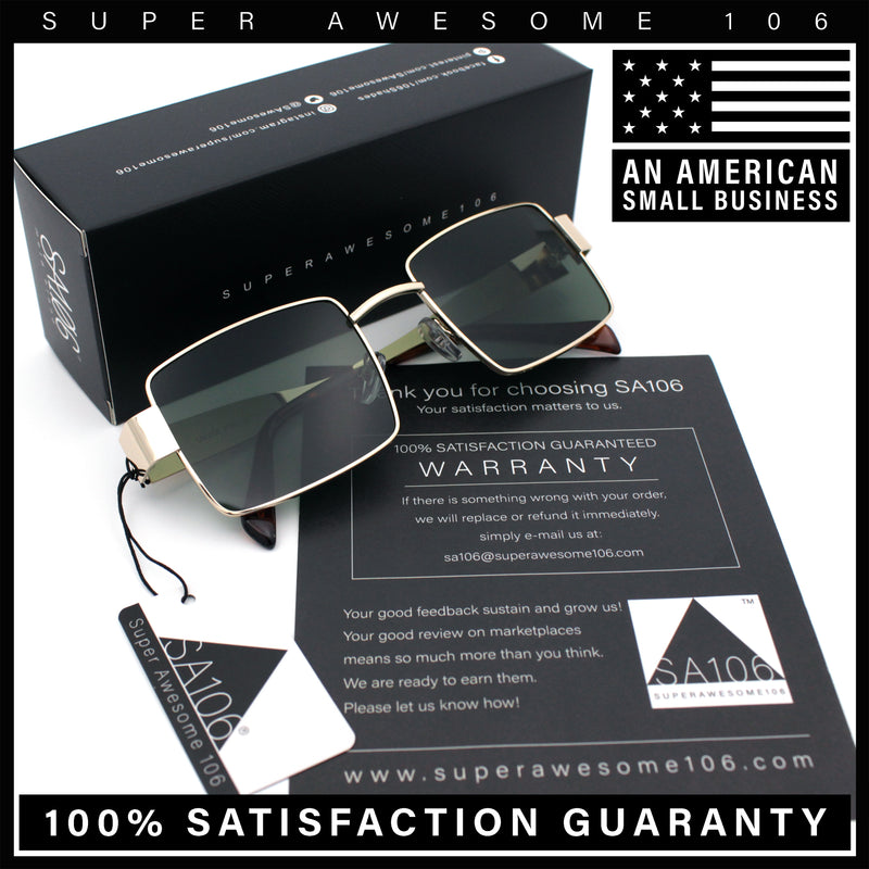 Hipster Rectangle Y2K Hustler Metal Rim Retro Fashion Sunglasses