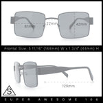 Hipster Rectangle Y2K Hustler Metal Rim Retro Fashion Sunglasses