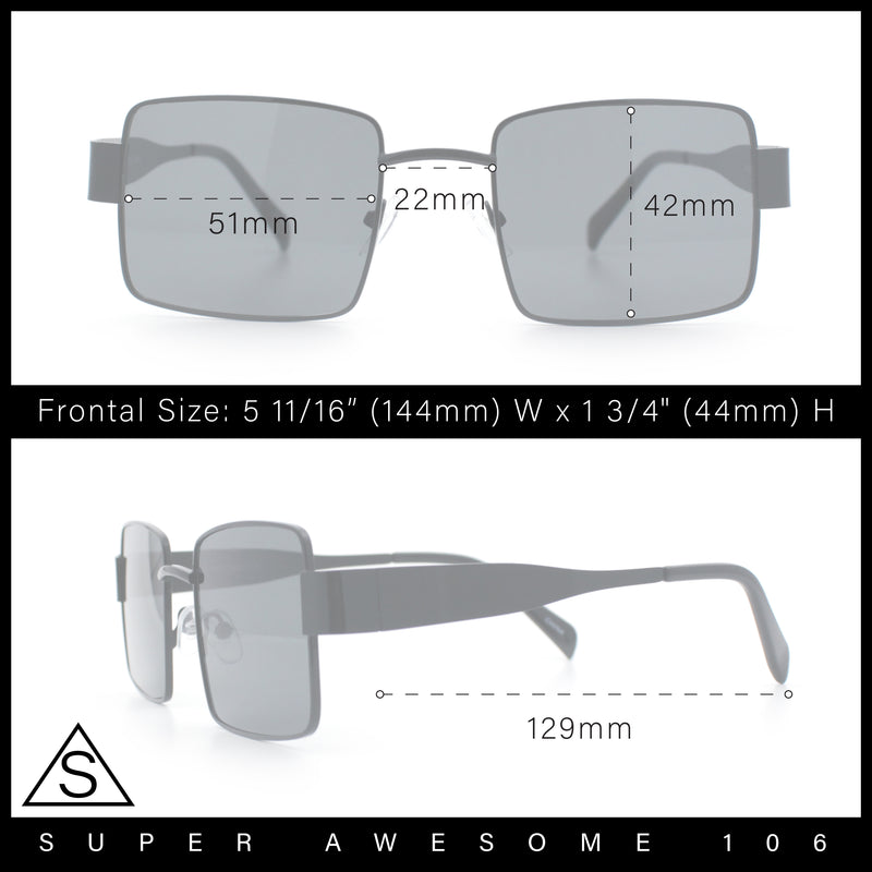 Hipster Rectangle Y2K Hustler Metal Rim Retro Fashion Sunglasses