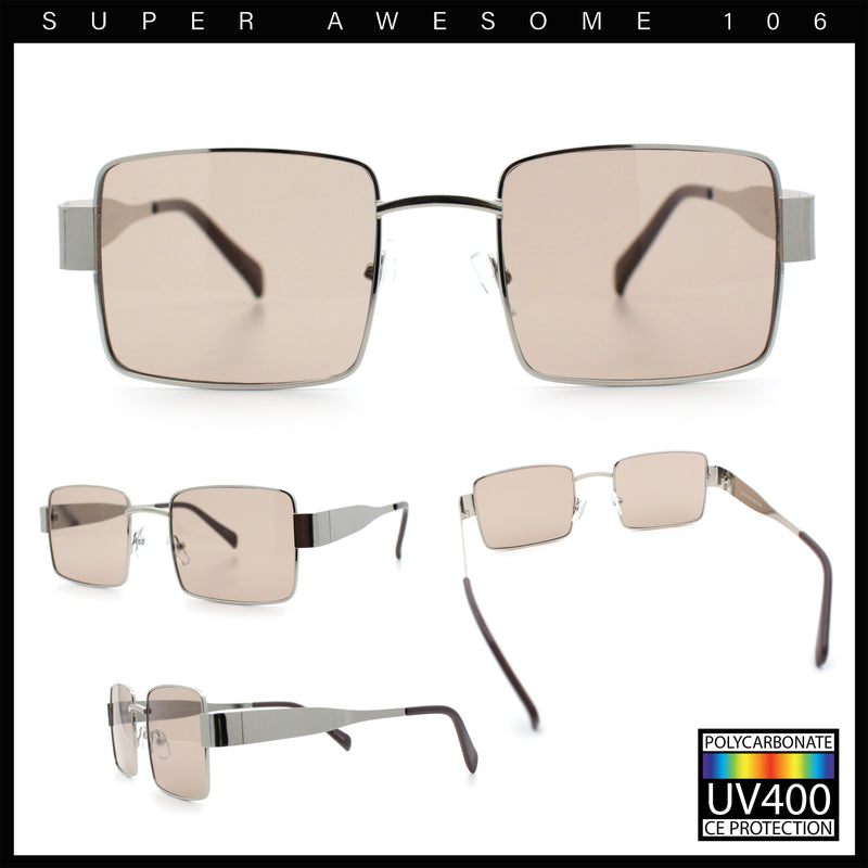 Hipster Rectangle Y2K Hustler Metal Rim Retro Fashion Sunglasses
