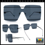 Womens Oversized Rimless Metal Bar Brow Line Designer Fashion Sunglasses