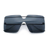 Womens Oversized Rimless Metal Bar Brow Line Designer Fashion Sunglasses