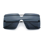 Womens Oversized Rimless Metal Bar Brow Line Designer Fashion Sunglasses