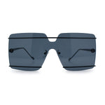 Womens Oversized Rimless Metal Bar Brow Line Designer Fashion Sunglasses