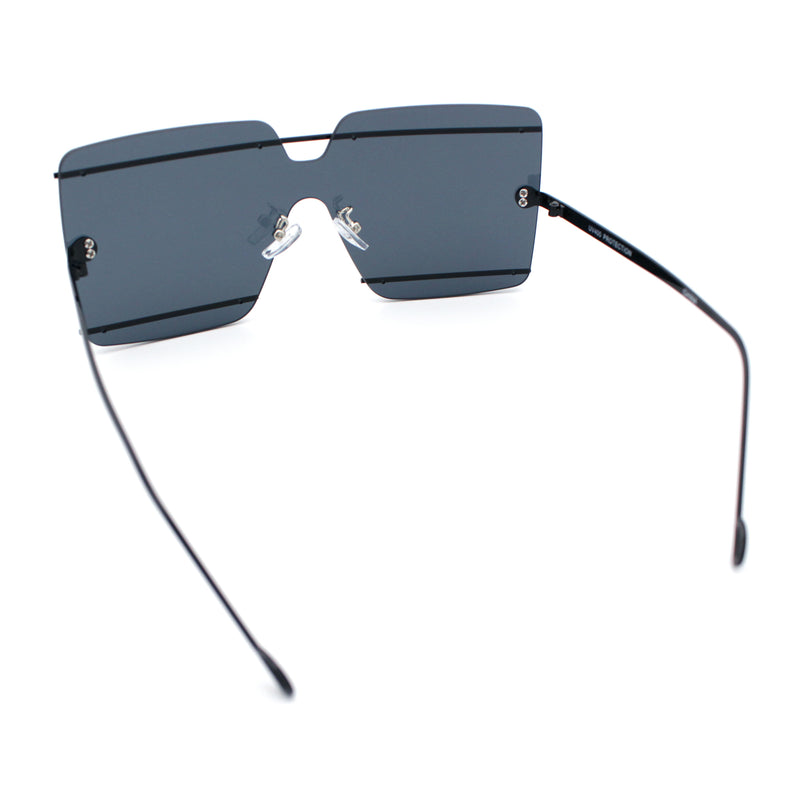 Womens Oversized Rimless Metal Bar Brow Line Designer Fashion Sunglasses