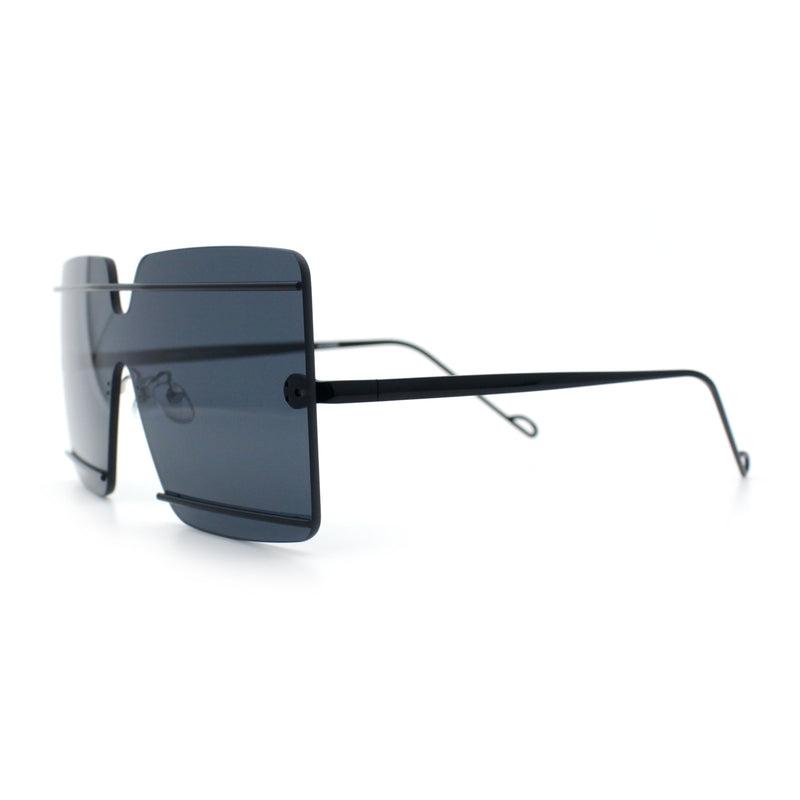 Womens Oversized Rimless Metal Bar Brow Line Designer Fashion Sunglasses