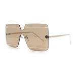 Womens Oversized Rimless Metal Bar Brow Line Designer Fashion Sunglasses