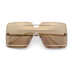 Womens Oversized Rimless Metal Bar Brow Line Designer Fashion Sunglasses