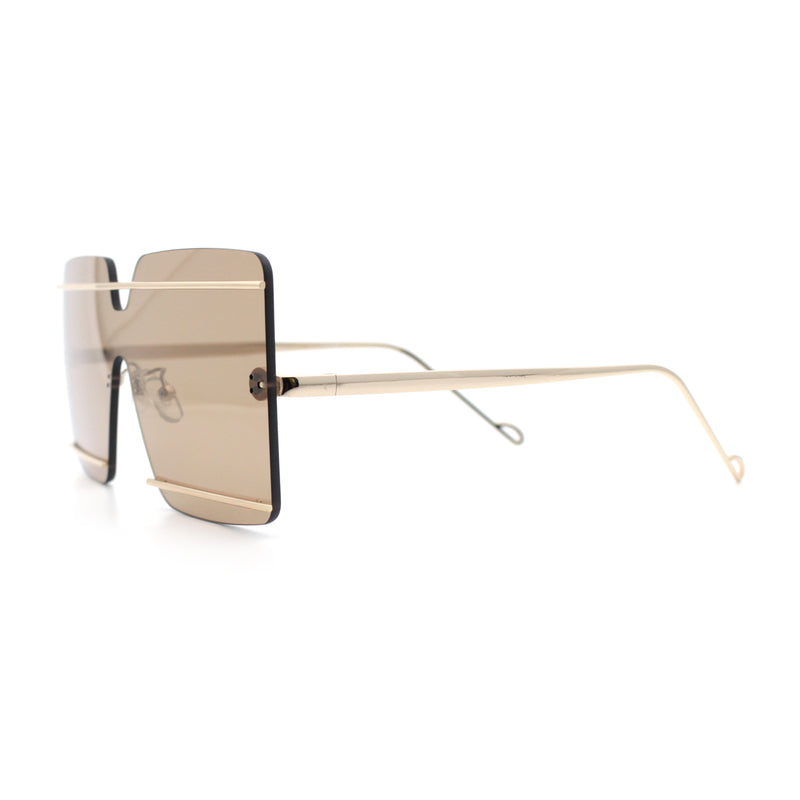 Womens Oversized Rimless Metal Bar Brow Line Designer Fashion Sunglasses