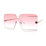 Womens Oversized Rimless Metal Bar Brow Line Designer Fashion Sunglasses