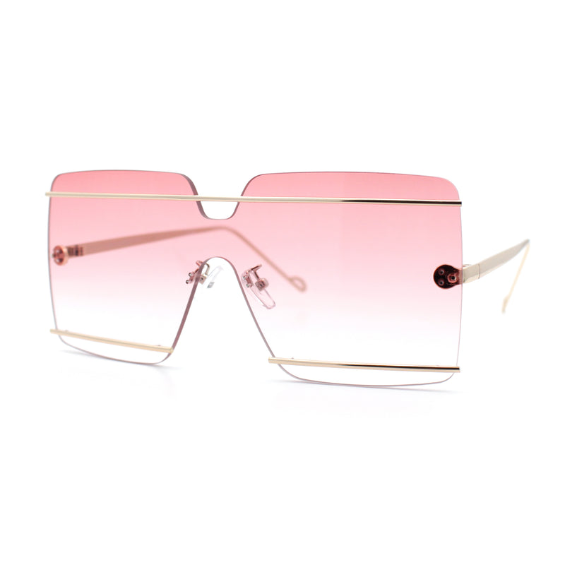 Womens Oversized Rimless Metal Bar Brow Line Designer Fashion Sunglasses