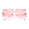 Womens Oversized Rimless Metal Bar Brow Line Designer Fashion Sunglasses