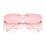 Womens Oversized Rimless Metal Bar Brow Line Designer Fashion Sunglasses