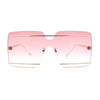 Womens Oversized Rimless Metal Bar Brow Line Designer Fashion Sunglasses