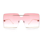 Womens Oversized Rimless Metal Bar Brow Line Designer Fashion Sunglasses