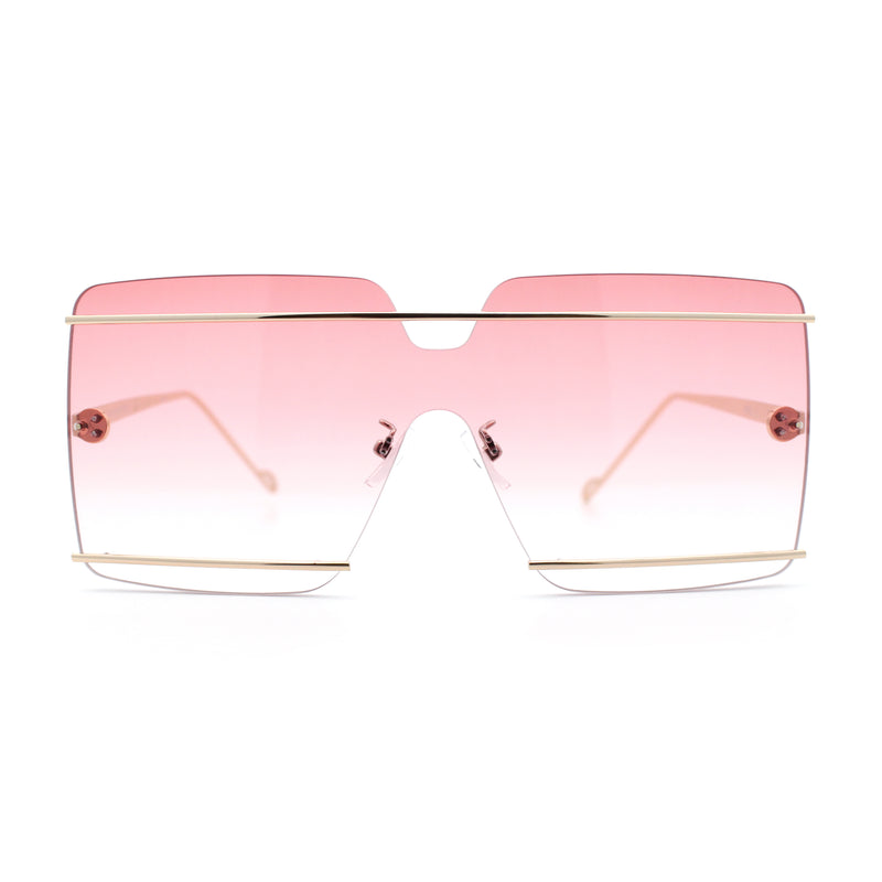 Womens Oversized Rimless Metal Bar Brow Line Designer Fashion Sunglasses