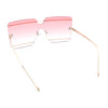 Womens Oversized Rimless Metal Bar Brow Line Designer Fashion Sunglasses